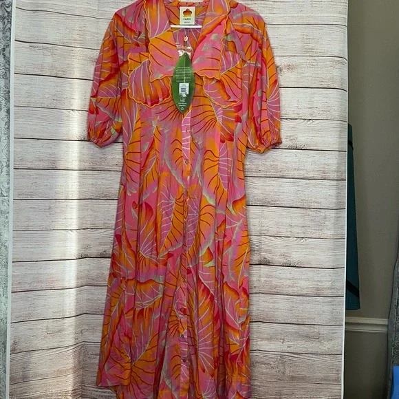FARM RIO Bright Forest Midi Dress Size XS NWT - Picture 5 of 7
